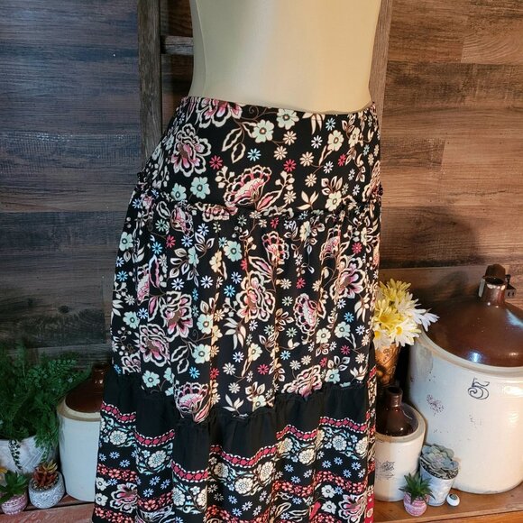 Vtg Requirements Skirt Size 14 Floral Ruffle Midi Maxi Boho Western 90's Y2K - Picture 3 of 12
